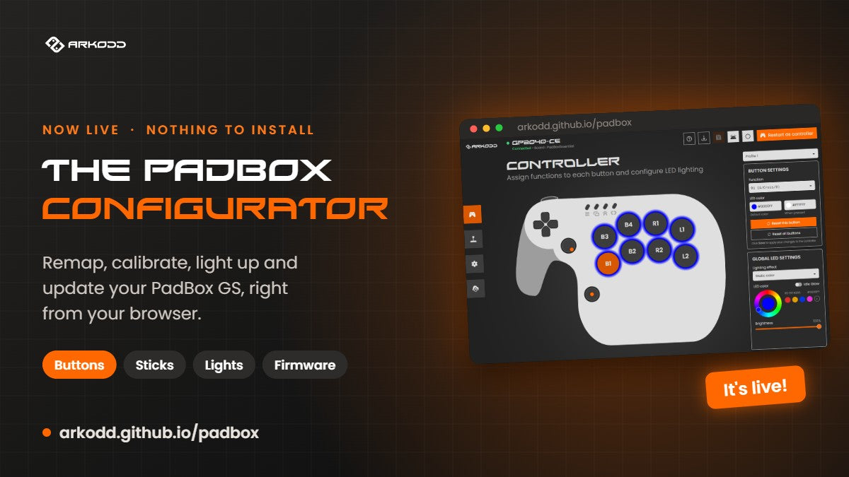 The PadBox Configurator: remap, calibrate, light up and update your PadBox GS from your browser